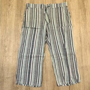 Liz Claiborne Striped Linen Blend Pants Large